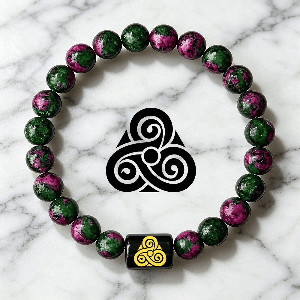 Celtic Style Triskelion Pattern Stretch Bracelet, Daily Wear